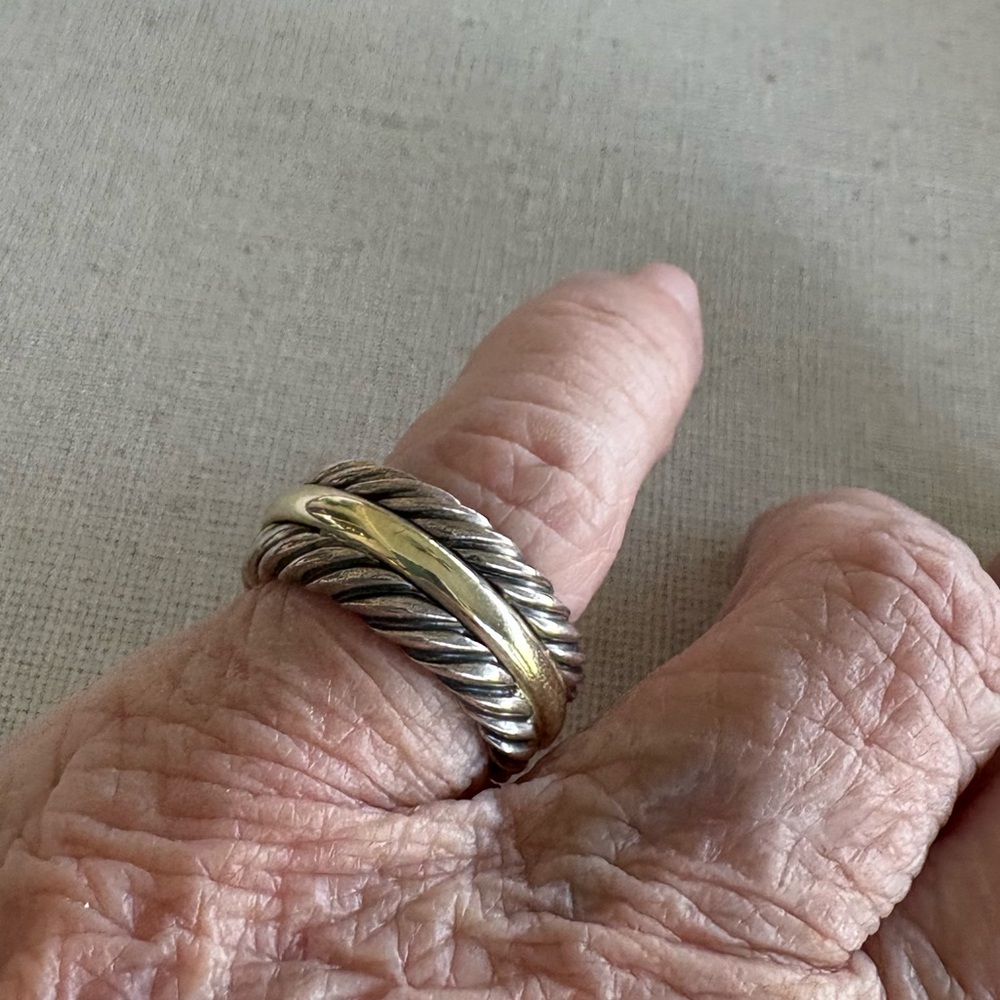 David Yurman Sterling Silver Cable & 14k Gold Band Ring 5.5 Unisex